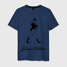 Мужская футболка хлопок с принтом Johnnie Walker (2) в Санкт-Петербурге, 100% хлопок | прямой крой, круглый вырез горловины, длина до линии бедер, слегка спущенное плечо. | Тематика изображения на принте: johnnie walker | бар | бармен | виски | джонни уокер
