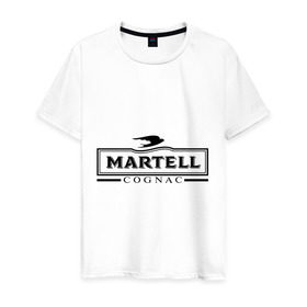 Мужская футболка хлопок с принтом Martell в Санкт-Петербурге, 100% хлопок | прямой крой, круглый вырез горловины, длина до линии бедер, слегка спущенное плечо. | cognac | martell | бар | бармен | коньяк | мартель