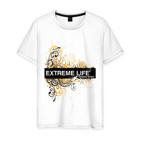 Мужская футболка хлопок с принтом Extreme life ( trance music ) в Санкт-Петербурге, 100% хлопок | прямой крой, круглый вырез горловины, длина до линии бедер, слегка спущенное плечо. | club | extreme | life | music | trance | клуб | музыка | музыкальные стили | транс