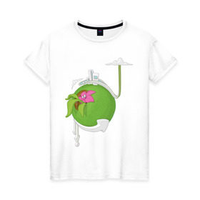 Женская футболка хлопок с принтом Кактус в Санкт-Петербурге, 100% хлопок | прямой крой, круглый вырез горловины, длина до линии бедер, слегка спущенное плечо | кактус | растения | цветы