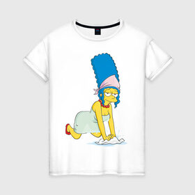 Женская футболка хлопок с принтом Мардж в Санкт-Петербурге, 100% хлопок | прямой крой, круглый вырез горловины, длина до линии бедер, слегка спущенное плечо | simpsons | мардж | симпсоны | симсоны