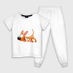 Детская пижама хлопок с принтом Cartoon dog (2) в Санкт-Петербурге, 100% хлопок |  брюки и футболка прямого кроя, без карманов, на брюках мягкая резинка на поясе и по низу штанин
 | мультяшный | песик | собака