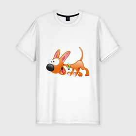 Мужская футболка премиум с принтом Cartoon dog (2) в Санкт-Петербурге, 92% хлопок, 8% лайкра | приталенный силуэт, круглый вырез ворота, длина до линии бедра, короткий рукав | мультяшный | песик | собака