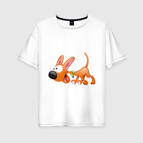 Женская футболка хлопок Oversize с принтом Cartoon dog (2) в Санкт-Петербурге, 100% хлопок | свободный крой, круглый ворот, спущенный рукав, длина до линии бедер
 | мультяшный | песик | собака
