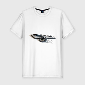 Мужская футболка премиум с принтом Музыка (12) в Санкт-Петербурге, 92% хлопок, 8% лайкра | приталенный силуэт, круглый вырез ворота, длина до линии бедра, короткий рукав | вертушки | музыка | наушники | пластинки