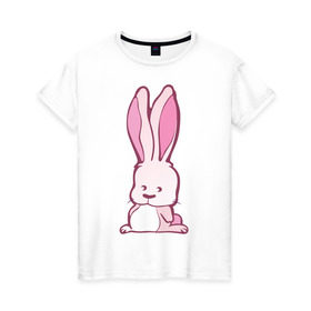 Женская футболка хлопок с принтом Sweet rabbit в Санкт-Петербурге, 100% хлопок | прямой крой, круглый вырез горловины, длина до линии бедер, слегка спущенное плечо | 