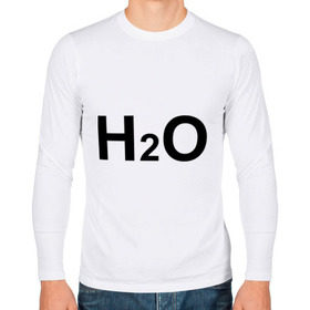 Мужской лонгслив хлопок с принтом H2O в Санкт-Петербурге, 100% хлопок |  | Тематика изображения на принте: вода | наука | формула | химический | химия