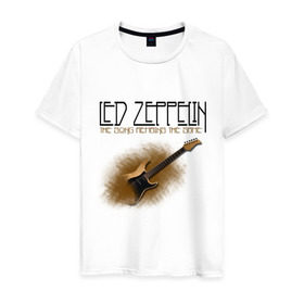 Мужская футболка хлопок с принтом Led Zeppelin (2) в Санкт-Петербурге, 100% хлопок | прямой крой, круглый вырез горловины, длина до линии бедер, слегка спущенное плечо. | Тематика изображения на принте: heavy metal | led zepelin | metal | rock | trash metal | квартет | лед | метал | рок | рок группа | рок группы | трэш метал | хеви метал | цеппелин