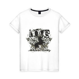 Женская футболка хлопок с принтом Love (13) в Санкт-Петербурге, 100% хлопок | прямой крой, круглый вырез горловины, длина до линии бедер, слегка спущенное плечо | 8 марта | love | девушкам | лав | лошадка | лошадь | любовь | узоры