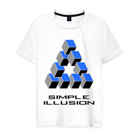 Мужская футболка хлопок с принтом Simple illusion в Санкт-Петербурге, 100% хлопок | прямой крой, круглый вырез горловины, длина до линии бедер, слегка спущенное плечо. | simple illusion | обман зрения | оптический обман | оптический эффект | простая иллюзия