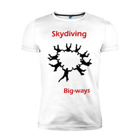 Мужская футболка премиум с принтом Skydiving в Санкт-Петербурге, 92% хлопок, 8% лайкра | приталенный силуэт, круглый вырез ворота, длина до линии бедра, короткий рукав | sky | skydiving | небо | парашют | парашютизм | скай | скайдайвинг
