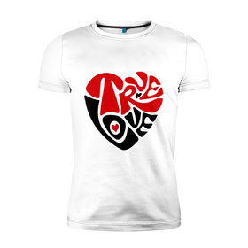 Мужская футболка премиум с принтом Реальная любовь в Санкт-Петербурге, 92% хлопок, 8% лайкра | приталенный силуэт, круглый вырез ворота, длина до линии бедра, короткий рукав | два сердца | красиво | любовь | сердечки | сердце