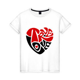 Женская футболка хлопок с принтом Реальная любовь в Санкт-Петербурге, 100% хлопок | прямой крой, круглый вырез горловины, длина до линии бедер, слегка спущенное плечо | два сердца | красиво | любовь | сердечки | сердце