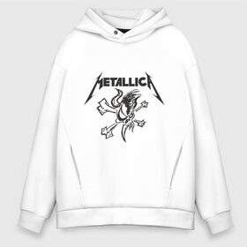 Мужское худи Oversize хлопок с принтом Metallica (8) в Санкт-Петербурге, френч-терри — 70% хлопок, 30% полиэстер. Мягкий теплый начес внутри —100% хлопок | боковые карманы, эластичные манжеты и нижняя кромка, капюшон на магнитной кнопке | металлика