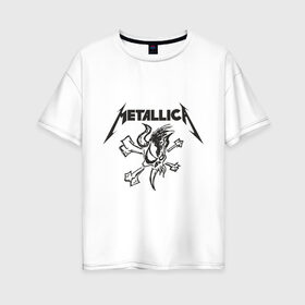 Женская футболка хлопок Oversize с принтом Metallica (8) в Санкт-Петербурге, 100% хлопок | свободный крой, круглый ворот, спущенный рукав, длина до линии бедер
 | металлика