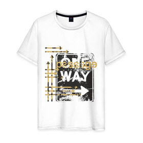 Мужская футболка хлопок с принтом One Way (2) в Санкт-Петербурге, 100% хлопок | прямой крой, круглый вырез горловины, длина до линии бедер, слегка спущенное плечо. | urban style | городской стиль | графика | дорожные знаки | односторонее движение | уличная мода | уличный стиль | урбан стайл
