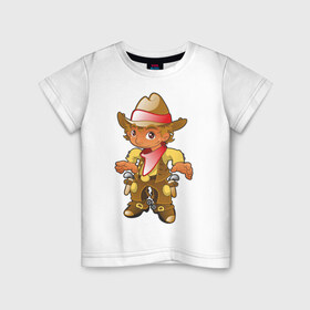 Детская футболка хлопок с принтом Ковбой в Санкт-Петербурге, 100% хлопок | круглый вырез горловины, полуприлегающий силуэт, длина до линии бедер | 