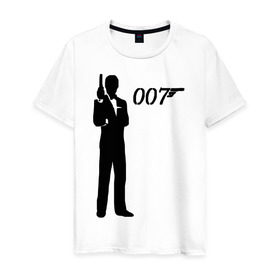 Мужская футболка хлопок с принтом 007 в Санкт-Петербурге, 100% хлопок | прямой крой, круглый вырез горловины, длина до линии бедер, слегка спущенное плечо. | james bond | агент 007 | бонд | джеймс бонд