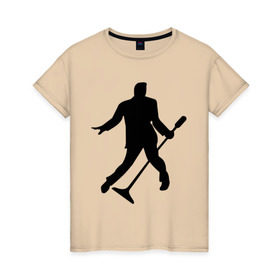 Женская футболка хлопок с принтом Elvis Presley в Санкт-Петербурге, 100% хлопок | прямой крой, круглый вырез горловины, длина до линии бедер, слегка спущенное плечо | 