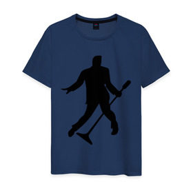 Мужская футболка хлопок с принтом Elvis Presley в Санкт-Петербурге, 100% хлопок | прямой крой, круглый вырез горловины, длина до линии бедер, слегка спущенное плечо. | 
