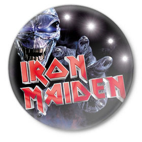 Значок с принтом Iron maiden sign в Санкт-Петербурге,  металл | круглая форма, металлическая застежка в виде булавки | iron maiden | manowar | metall | metallica | рок | хэви метал