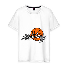 Мужская футболка хлопок с принтом Мячик в Санкт-Петербурге, 100% хлопок | прямой крой, круглый вырез горловины, длина до линии бедер, слегка спущенное плечо. | basketball | мяч