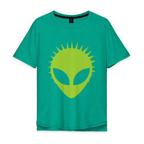 Мужская футболка хлопок Oversize с принтом Гуманоид в Санкт-Петербурге, 100% хлопок | свободный крой, круглый ворот, “спинка” длиннее передней части | гуманоид | инопланетянин | летающая тарелка | нло | пришелец | пришельцы