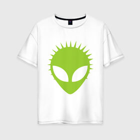 Женская футболка хлопок Oversize с принтом Гуманоид в Санкт-Петербурге, 100% хлопок | свободный крой, круглый ворот, спущенный рукав, длина до линии бедер
 | гуманоид | инопланетянин | летающая тарелка | нло | пришелец | пришельцы