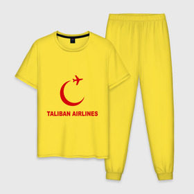Мужская пижама хлопок с принтом Taliban airlines (2) в Санкт-Петербурге, 100% хлопок | брюки и футболка прямого кроя, без карманов, на брюках мягкая резинка на поясе и по низу штанин
 | airlines | taliban | авиалинии | полет | рейс | самолет | талибы