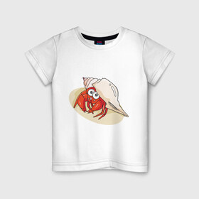 Детская футболка хлопок с принтом Крабик в Санкт-Петербурге, 100% хлопок | круглый вырез горловины, полуприлегающий силуэт, длина до линии бедер | Тематика изображения на принте: 