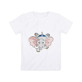 Детская футболка хлопок с принтом Слон (3) в Санкт-Петербурге, 100% хлопок | круглый вырез горловины, полуприлегающий силуэт, длина до линии бедер | 