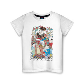 Детская футболка хлопок с принтом Китайские мотивы в Санкт-Петербурге, 100% хлопок | круглый вырез горловины, полуприлегающий силуэт, длина до линии бедер | древний китай | картина | китай | китайская семья | китайские мотивы