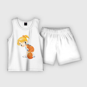 Детская пижама с шортами хлопок с принтом Баскетболистка в Санкт-Петербурге,  |  | баскетбольный мяч | девочка баскетболистка