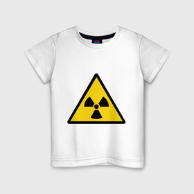 Детская футболка хлопок с принтом Эмблема (5) в Санкт-Петербурге, 100% хлопок | круглый вырез горловины, полуприлегающий силуэт, длина до линии бедер | Тематика изображения на принте: radiation | знак | знак радиации | предупреждение | радиация | эмблема