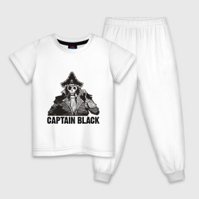 Детская пижама хлопок с принтом Captain Black в Санкт-Петербурге, 100% хлопок |  брюки и футболка прямого кроя, без карманов, на брюках мягкая резинка на поясе и по низу штанин
 | Тематика изображения на принте: пират | скелет