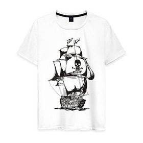 Мужская футболка хлопок с принтом Pirats (4) в Санкт-Петербурге, 100% хлопок | прямой крой, круглый вырез горловины, длина до линии бедер, слегка спущенное плечо. | пират