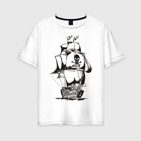 Женская футболка хлопок Oversize с принтом Pirats (4) в Санкт-Петербурге, 100% хлопок | свободный крой, круглый ворот, спущенный рукав, длина до линии бедер
 | пират