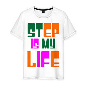 Мужская футболка хлопок с принтом DNB step (2) в Санкт-Петербурге, 100% хлопок | прямой крой, круглый вырез горловины, длина до линии бедер, слегка спущенное плечо. | dnb | dubstep | step | step is my life | бас | драм | жизнь | музыка | электронная музыка