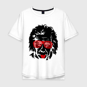 Мужская футболка хлопок Oversize с принтом Einstein (2) в Санкт-Петербурге, 100% хлопок | свободный крой, круглый ворот, “спинка” длиннее передней части | club | einstein | жалюзи | клуб | очки жалюзи | портрет | эйнштейн