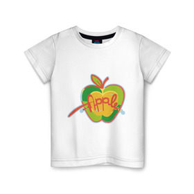 Детская футболка хлопок с принтом Apple (3) в Санкт-Петербурге, 100% хлопок | круглый вырез горловины, полуприлегающий силуэт, длина до линии бедер | Тематика изображения на принте: apple | яблоко | яблочко