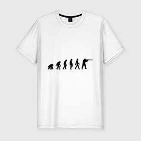 Мужская футболка премиум с принтом Hunter evolution в Санкт-Петербурге, 92% хлопок, 8% лайкра | приталенный силуэт, круглый вырез ворота, длина до линии бедра, короткий рукав | 