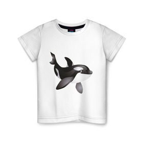 Детская футболка хлопок с принтом Дельфинчик в Санкт-Петербурге, 100% хлопок | круглый вырез горловины, полуприлегающий силуэт, длина до линии бедер | дельфин | дельфинчик