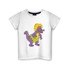 Детская футболка хлопок с принтом Динозаврик в Санкт-Петербурге, 100% хлопок | круглый вырез горловины, полуприлегающий силуэт, длина до линии бедер | динозавр | динозаврик | дракон. дракончик