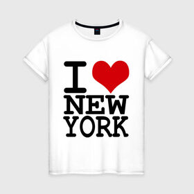 Женская футболка хлопок с принтом I love New York (NY) в Санкт-Петербурге, 100% хлопок | прямой крой, круглый вырез горловины, длина до линии бедер, слегка спущенное плечо | america | i love | new york | америка | люблю | нью йорк | я