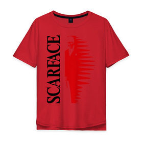 Мужская футболка хлопок Oversize с принтом Аль Пачино - Scarface (black) в Санкт-Петербурге, 100% хлопок | свободный крой, круглый ворот, “спинка” длиннее передней части | scarface | аль | лицо со шрамом | пачино