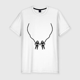 Мужская футболка премиум с принтом Космонавты в Санкт-Петербурге, 92% хлопок, 8% лайкра | приталенный силуэт, круглый вырез ворота, длина до линии бедра, короткий рукав | 