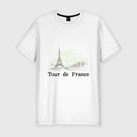 Мужская футболка премиум с принтом Тур по Франции в Санкт-Петербурге, 92% хлопок, 8% лайкра | приталенный силуэт, круглый вырез ворота, длина до линии бедра, короткий рукав | 
