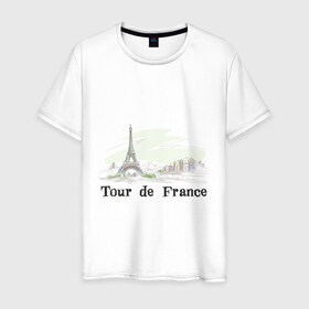 Мужская футболка хлопок с принтом Тур по Франции в Санкт-Петербурге, 100% хлопок | прямой крой, круглый вырез горловины, длина до линии бедер, слегка спущенное плечо. | 