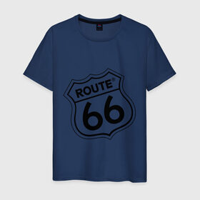 Мужская футболка хлопок с принтом Route 66 (3) в Санкт-Петербурге, 100% хлопок | прямой крой, круглый вырез горловины, длина до линии бедер, слегка спущенное плечо. | 66 | route 66 | авто | автомобиль | главная дорога сшаroute | машины | тачки