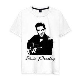Мужская футболка хлопок с принтом Elvis Presley (2) в Санкт-Петербурге, 100% хлопок | прямой крой, круглый вырез горловины, длина до линии бедер, слегка спущенное плечо. | гитара